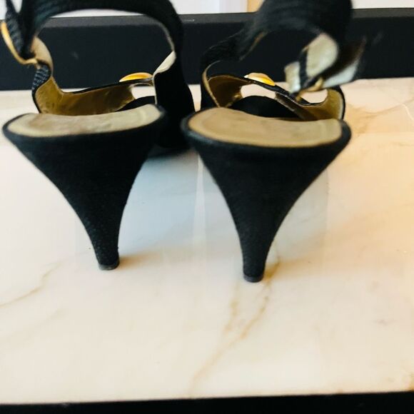 Bruno Magli Elegant Black and Gold Slingback Leather Heels size 9 AA. - Picture 7 of 10